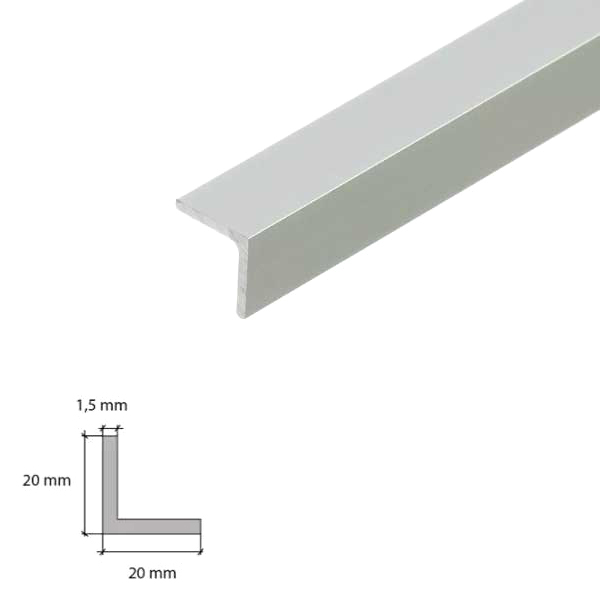 90 Degree Natural & Anodised Aluminium Angle Corner Edging Trim - 1m Long