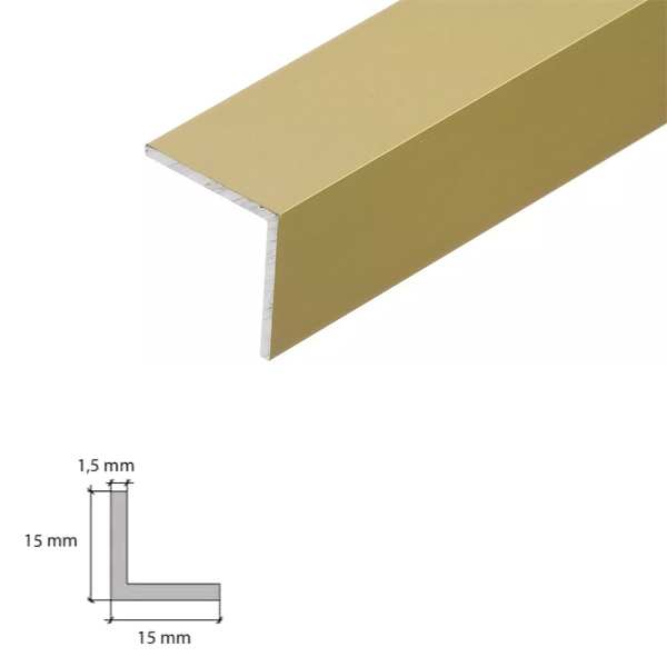 90 Degree Natural & Anodised Aluminium Angle Corner Edging Trim - 1m Long