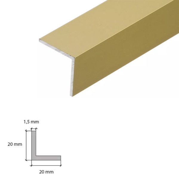 90 Degree Natural & Anodised Aluminium Angle Corner Edging Trim - 1m Long