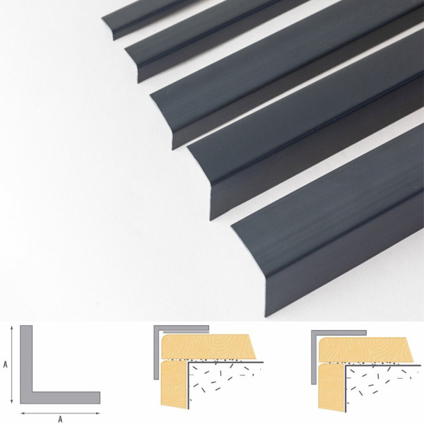 1m Anthracite Plastic Pvc Corner Unequal 90 Degree Angle Trim