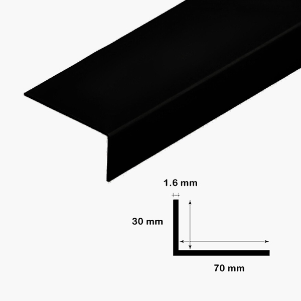 1m Black PVC Plastic Unequal Corner 90 Degree Angle Trim