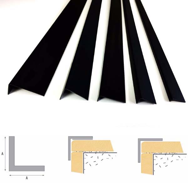 1m Black PVC Plastic Unequal Corner 90 Degree Angle Trim