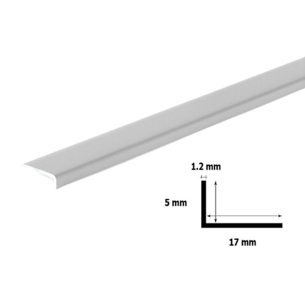 1m PVC Plastic Unequal Light Grey Corner 90 Degree Angle Trim