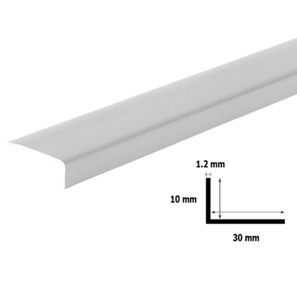 1m PVC Plastic Unequal Light Grey Corner 90 Degree Angle Trim