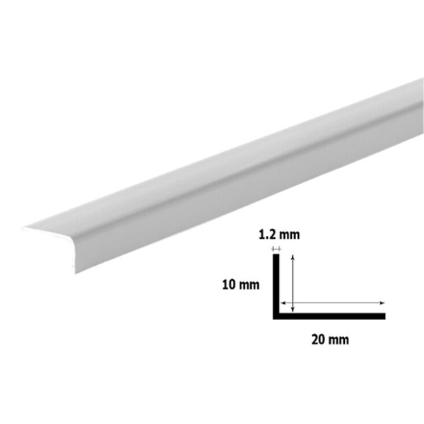 1m PVC Plastic Unequal Light Grey Corner 90 Degree Angle Trim