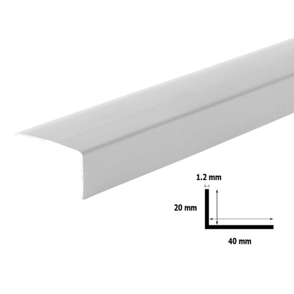 1m PVC Plastic Unequal Light Grey Corner 90 Degree Angle Trim