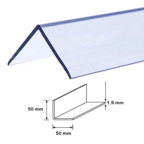 2.44m Plastic PVC Corner 90 Degree Angle Trim Clear Wall Protector 