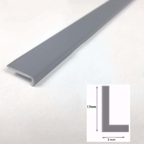 2.5m Unequal Gray PVC Plastic 90 Degree Corner Angle Trim 