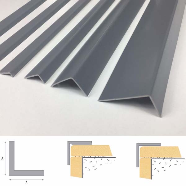 2.5m Unequal Gray PVC Plastic 90 Degree Corner Angle Trim 