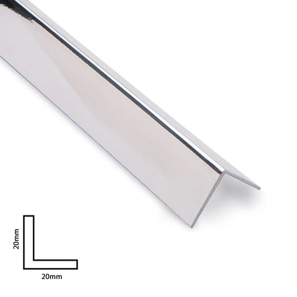 20mm x 20mm Chrome Plastic Bathroom Corner External Edging Trim 