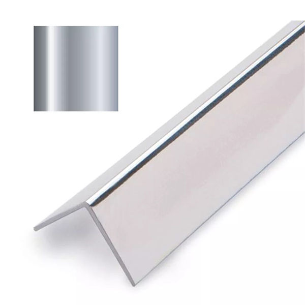 Chrome Silver Effect PVC Internal Angle Wall Cladding 2.45m Long Trim