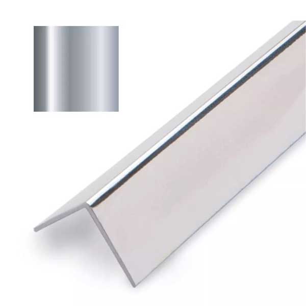 Chrome Silver Effect PVC Internal Angle Wall Cladding 2.45m Long Trim