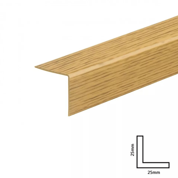 Wood Effect PVC Corner Trim Plastic Rigid Angle Cover Trim - 1m Long